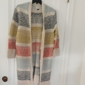 Striped Multicolor  Warm Open-Front Cardigan women large Universal Thread